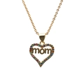 Golden heart pendant necklace with MOM lettering and colorful micro-set zircons on white - MOM2 Color Heart O-Chain / Gold
