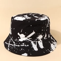 Cappello alla pescatora nero con schizzi bianchi per uno stile street moderno - M (56-58cm) / Schizzi d'inchiostro nero