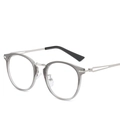 Retro ronde grijze transparante brilmontuur met slanke zilveren metalen poten voor studenten - Zilveren Frame Gradiënt Grijs