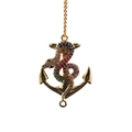 Golden anchor necklace with a coiled snake and multi-colored zircon micro-inlay accents - 0190 Snake Style 10 O-Chain