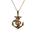 Gold snake entwined around anchor necklace with micro-paved cubic zirconia stones - 0186 Snake Style 6 O-Chain