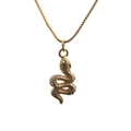 Elegante goldene Schlangen-Halskette mit Zirkonia-Besatz und grünen Kristallaugen - 0185 Schlange Stil 5 Box-Kette Gold