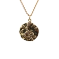 Golden necklace with snake pendant, pave-set cubic zirconia and textured moon star disk - 0188 Snake Style 8 O-Chain