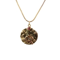 Gold snake necklace featuring vibrant multi-color zircons and star patterns on a round pendant - 0189 Snake Style 9 Box Chain Gold