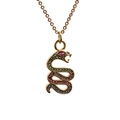 Gold snake pendant necklace with multi-colored gemstones for women on white background - 0191 Snake Style 11 O-Chain