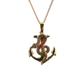 Gold anchor pendant necklace with multicolor zircon G-clef music symbol on chain - 0193 Snake Style 13 O-Chain