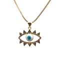 Detailed view of evil eye pendant with colorful zircons and gold box chain - Evil Eye / Gold / Box Chain