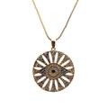 Collana dorata con ciondolo Occhio del Diavolo e pietre colorate su una catena a box - 0064-Occhio Traforato / Oro / Catena Veneziana