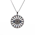 Collana malocchio argento con zirconi colorati e catena a scatola classica - 0064-Occhio Traforato / Argento / Catena Veneziana