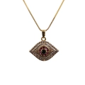 Collana a catena box dorata con ciondolo occhio del diavolo in zirconi e pietre colorate - 0011-Malocchio Micro Pave / Oro / Catena Veneziana