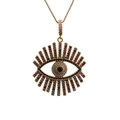 Collana con ciondolo occhio del male dorata con pietre di zircone colorate e catena fine - 0009-Occhio Radiante / Oro / Catena Veneziana