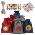 DIY Christmas advent calendar set with 24 fabric bags, stickers, clips and jute rope - Snowflake Reindeer 3-color Set 10*14CM