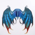 Vibrant gradient dragon wings costume for kids, 70x82cm size with realistic scales - One Size / Blue Dragon Wings (WDDWH201361)