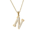 Fonkelende 18k vergulde roestvrijstalen ketting met letter N hanger en zirkonia - Letter N / Goud