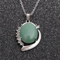 Collar de estilo étnico con colgante de gema ovalada verde y brillantes de imitación - Aventurina Verde