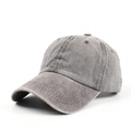 Detail of washed grey cotton baseball cap with vintage finish and reinforced stitching - Adjustable / Coffee