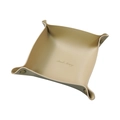 Nordic beige leather storage tray with gold logo and stylish metal snap buttons - S: 15*15cm / Khaki