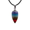 Minimalist geometric teardrop pendant necklace with colorful layered resin in ethnic style - Teardrop Pendant Black Wax Rope