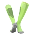 Neongelbe Fußballsocken mit schwarzen Streifen und rutschfestem Grip an der Sohle - Erwachsene (38-44) / Leuchtgrün (CJM617)