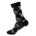 Wadenhohe schwarze Socken mit weißem Boston Terrier Bulldog-Muster und elastischem Bund - Einheitsgröße / Schwarz-weißer Boston Terrier
