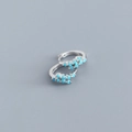 S925 sterling silver hoop earrings set with small blue turquoise stones - Platinum (Turquoise Blue)