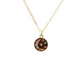 Gold star and moon pendant necklace with multicolored stones and tortoise shell texture - Moon 4 Vintage Starry Round O-Chain