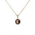 Golden necklace with round pendant featuring colorful gemstones and a crescent moon design - Moon 3 Round Crescent O-Chain