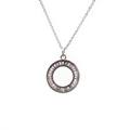 Elegante Silberhalskette mit rundem Anhänger und bunten mikroverzierten Zirkonia-Steinen - Runder Kreis Nadelschnalle O-Kette / Weißgold