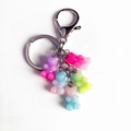 Colorful resin gummy bear keychain with five vibrant bears and a silver metal ring - Two-Tone No.1