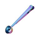 Rainbow plated stainless steel coffee measuring spoon with integrated bag sealing clip - AB Color