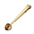 Golden 430 stainless steel coffee measuring spoon with integrated bag sealing clip - Gold