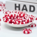 Red and white spiral candy beads for Christmas DIY ornaments with threading holes - Small 0.6*2.4cm