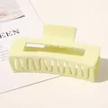 Large matte cream rectangular hair claw clip for thick hair shown on white table - 10.5cm Rectangular - Matte Milky White