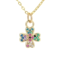 Gold clover necklace with colorful zircon micro-paving on a minimalist fine chain - Clover Shape (款式5)