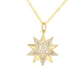 Macro shot of gold octagonal star pendant with pavé set cubic zirconia on O-chain - Star Shape (款式6)