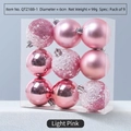 Set of 9 light pink Christmas balls in matte, glossy, and glitter finish, 6cm diameter - Pink