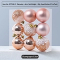 9-piece 6cm champagne pink Christmas ornaments set with matte, glossy, and glitter finishes - Champagne