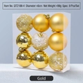 Set di 9 palline di Natale dorate da 6cm con finiture opache, lucide e glitterate - Oro