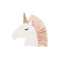 Fermaglio per capelli unicorno glitterato bianco con corno dorato e criniera rosa - Unicorno Bianco