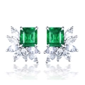 Elegante saffierblauwe oorknopjes met smaragdgeslepen zirkonia en bloemblaadjes - Groen