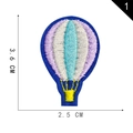 Embroidered hot air balloon patch in blue and purple colors with self-adhesive backing - Hot Air Balloon