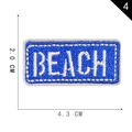 Blue rectangular embroidery patch with white BEACH text and border 4.3x2.0cm - BEACH Blue