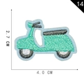 Mint green scooter embroidered patch with size dimensions 4.0cm x 2.7cm, style number 14 - Scooter