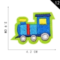 Embroidered train patch for clothing in blue and red, size 4.2 x 2.9 cm for DIY projects - Blue Train