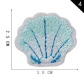 Light blue shell embroidered patch with metallic texture for DIY apparel accessories - Light Blue Shell