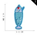 Blue ice cream embroidered patch with white cream and red cherry, size 4.7 x 2.0 cm - Blue Milkshake
