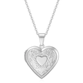 Collar de relicario de corazón plateado con grabado floral y cadena fina sobre blanco - Corazón / Color Acero