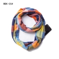 Plaid knitted neck warmer with zipper pocket in vibrant orange and blue color pattern - Colorful Grid