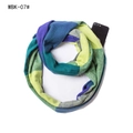 Thick knit plaid winter scarf with blue green yellow color block and size phone scale - Blue Plaid