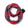 Red plaid infinity scarf with hidden zipper pocket for smartphone and essentials - Red Check
